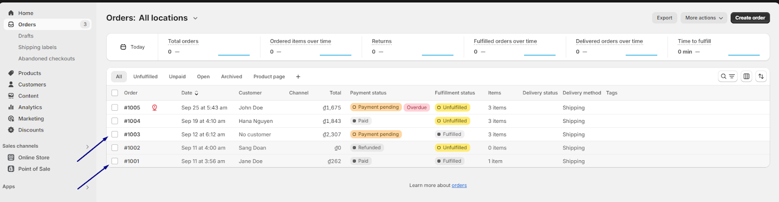 Click on the order number with the Fulfilling or Fulfilled status